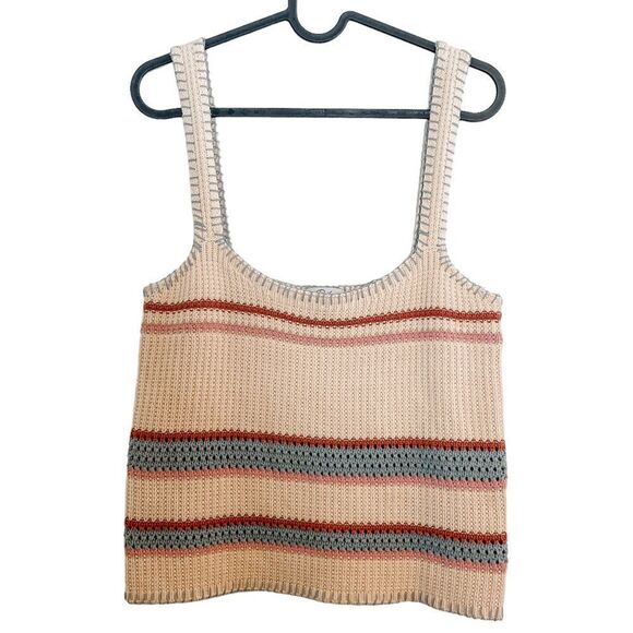 Rails Sienna Crochet Knit Top Cream Rainbow M - Picture 5 of 8
